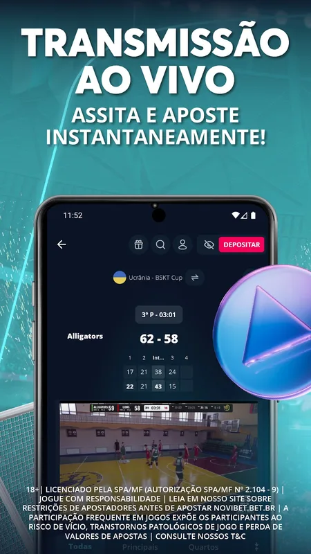 Screenshot Novibet app